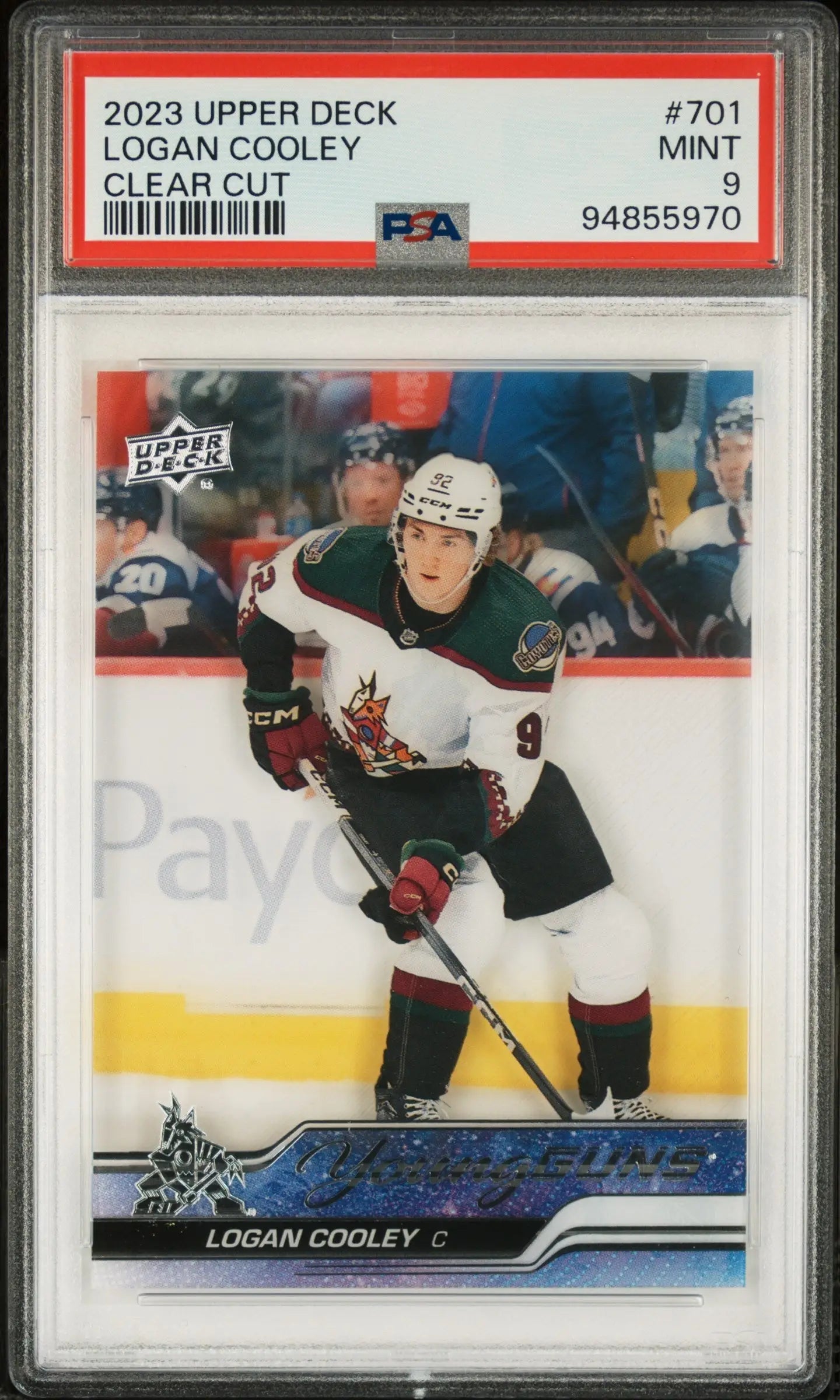 Logan Cooley 2023 Upper Deck #701 Clear Cut PSA 9 Mint - Hockey Card Single