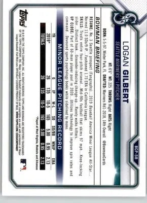 Logan Gilbert - 2021 Bowman - #BCP-58 - Chrome Prospects Mojo Refractor Baseball - Baseball Card Single