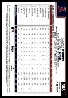 Logan O’Hoppe 2025 Topps #308 Los Angeles Angels - Baseball Card Single
