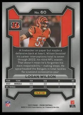 Logan Wilson 2023 Panini Prizm #60 Cincinnati Bengals