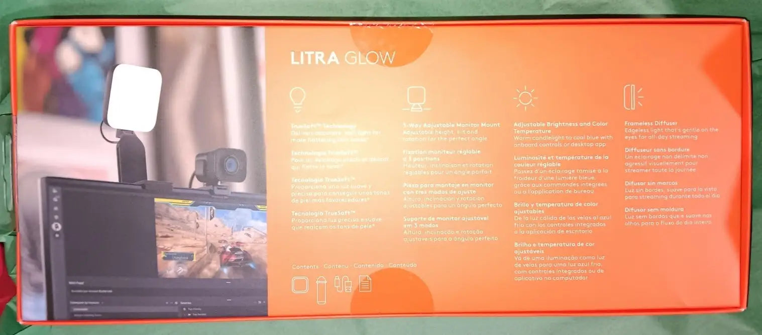Logitech Litra Glow Premium Streaming Light For Creators with TrueSoft Sealed - Other