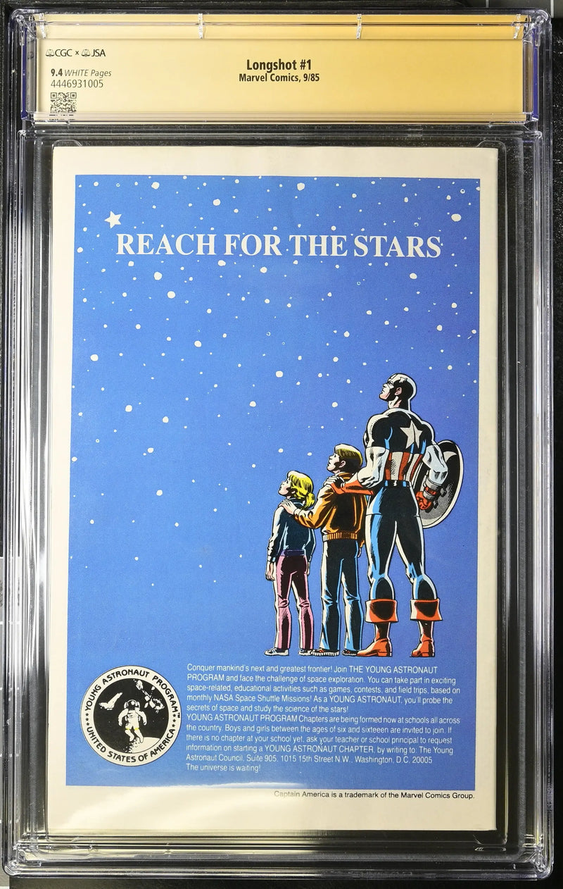 Graded Longshot #1 (1985) comic cover art by Arthur Adams showing figures under a starry sky