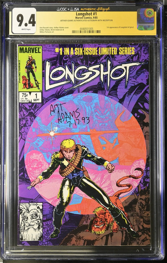 Longshot #1 (1985) graded CGC 9.4 Signed by Arthur Adams - Comic Book