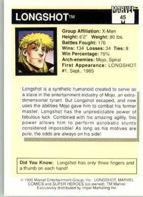 Longshot - 1990 Impel Marvel Universe - #45 - Non_sport - Marvel Card Single
