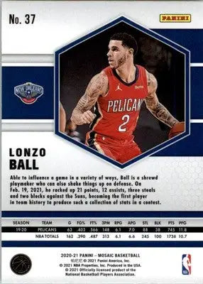 Lonzo Ball - 2020-21 Panini Mosaic - #37 - Basketball - Basketball Card Single