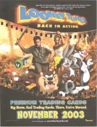 Looney Tunes: Back in Action movie poster on Looney Tunes action trading card sell sheet