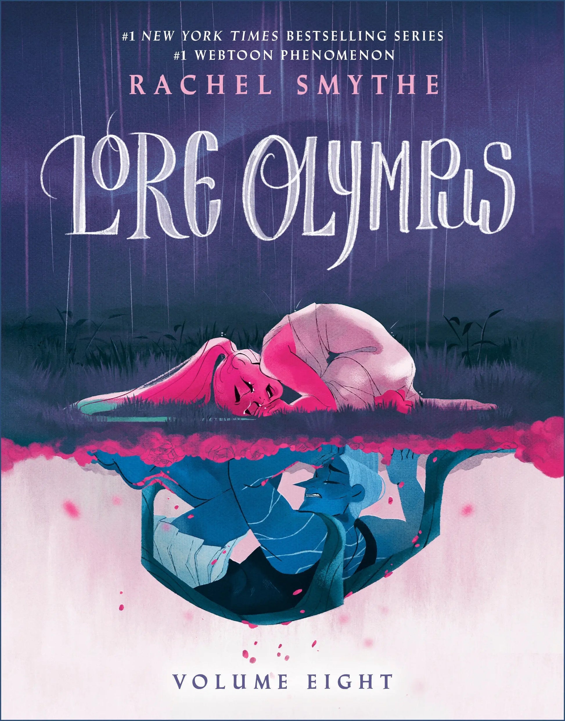 Lore Olympus Volume Eight book cover demonstrating the popular lore olympus short story series