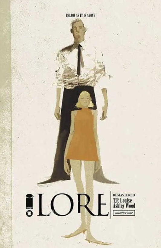 Comic book cover for Lore Remastered TPB showing a father’s death scene, mature content