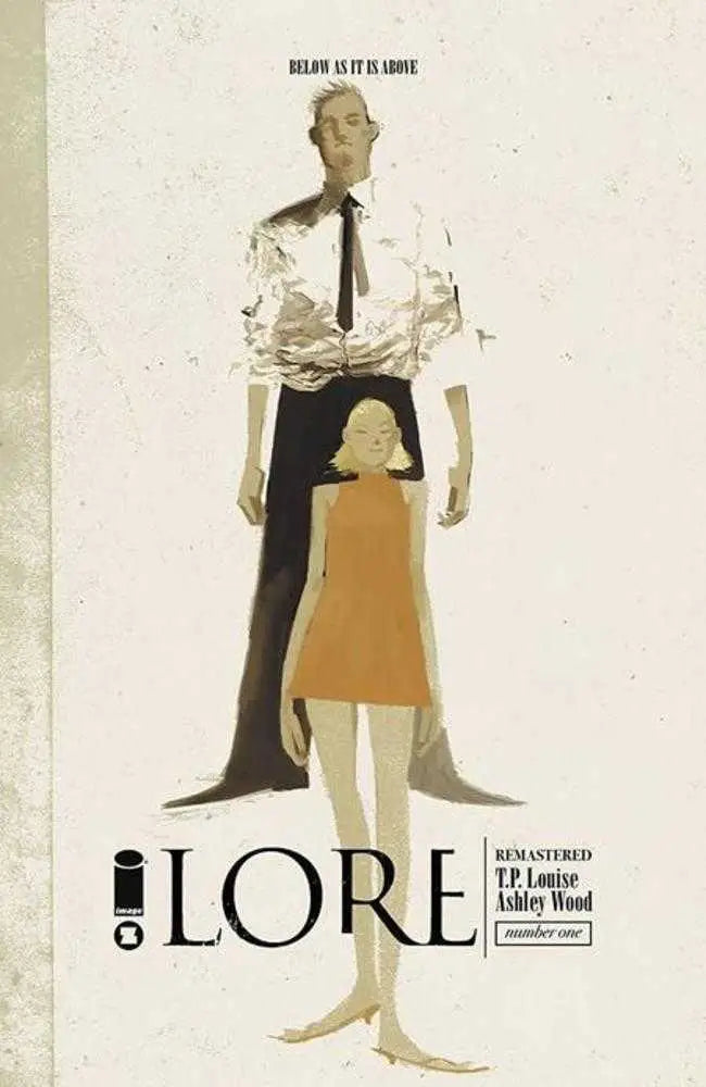 Comic book cover for Lore Remastered TPB showing a father’s death scene, mature content