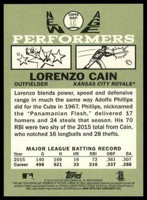 Lorenzo Cain 2016 Topps Heritage New Age Performers #NAP-LC Kansas City Royals - Baseball Card Single