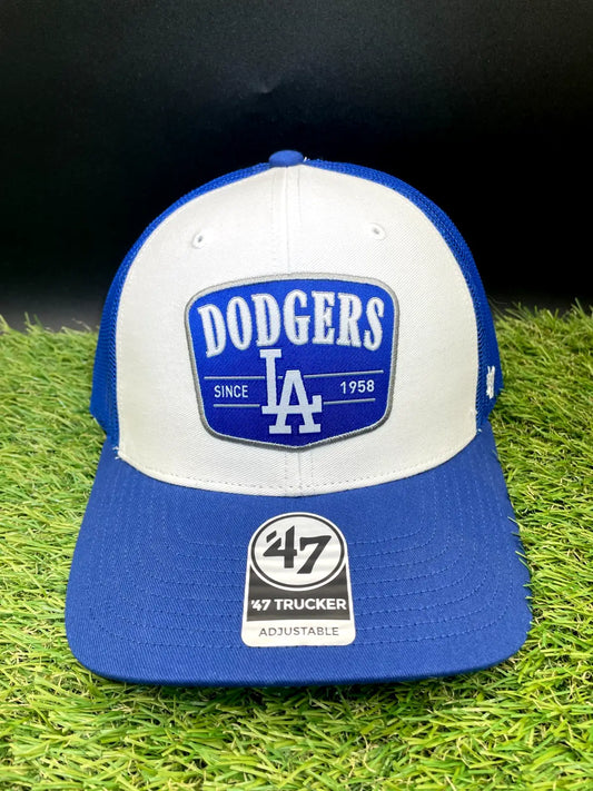 Los Angeles Dodgers ’47 Brand Dodger Blue Mesh Trucker Adjustable Hat Since 1958 - Apparel