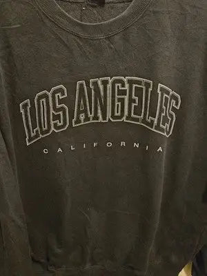 Los Angeles Graphic Sweatshirt Unisex One Size Black Crewneck California Print - Apparel