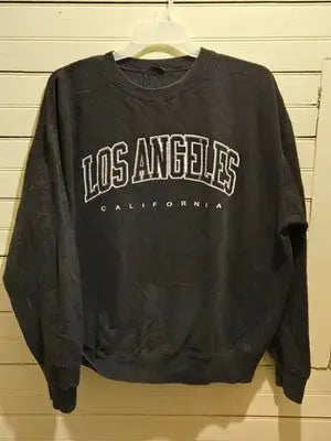 Los Angeles Graphic Sweatshirt Unisex One Size Black Crewneck California Print - Apparel