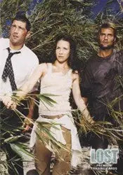 Three people in tall grass featuring Lost TV Season 1 Internet Exclusive Promo Card