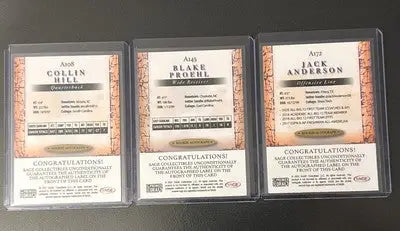 Lot (3) 2021 Sage Premier Draft Rookie Autographed Football Cards - Football Card Single