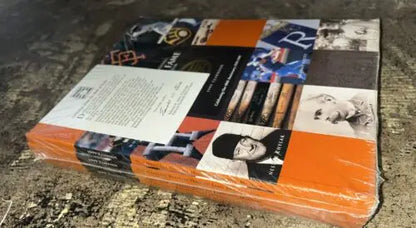 Wrapped collage book of LOT 5 Baseball HOF 1999 Yearbook featuring trading cards