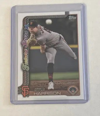 Baseball trading card featuring Kyle Harrison pitcher in uniform from Lot Of 3 Topps Giants