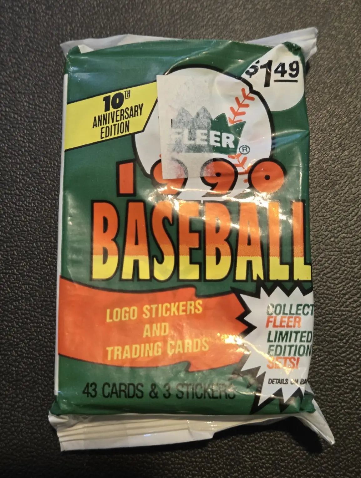 Lot of 5 Fleer 1990 Baseball Fat Packs Sealed – 215 Cards + 15 Stickers - Baseball Card Box