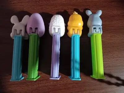 Lot of 5 PEZ Animal Head Easter Dispensers Chick Rabbit Lamb Egg Pre-Owned