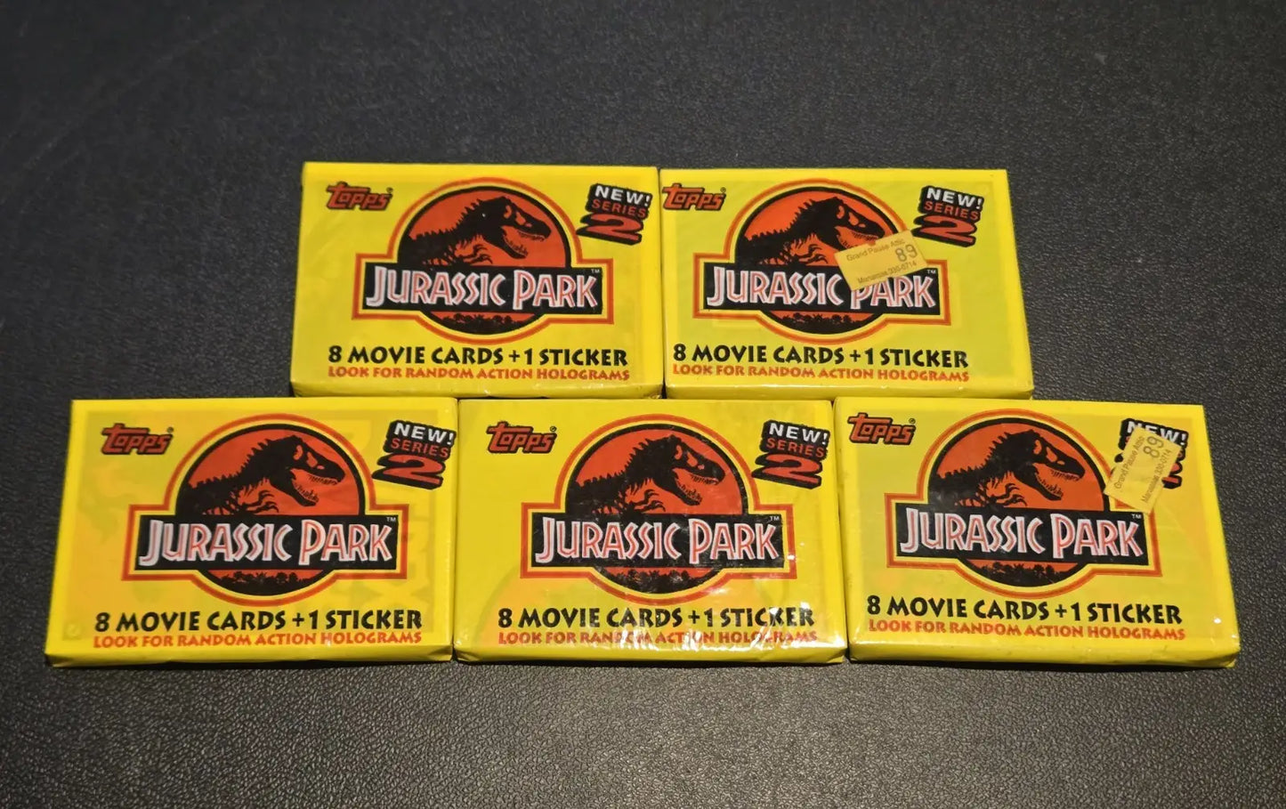 Lot of 5 Topps Jurassic Park Series 2 Trading Card Packs 1993 Sealed - Non-Sports Card Box