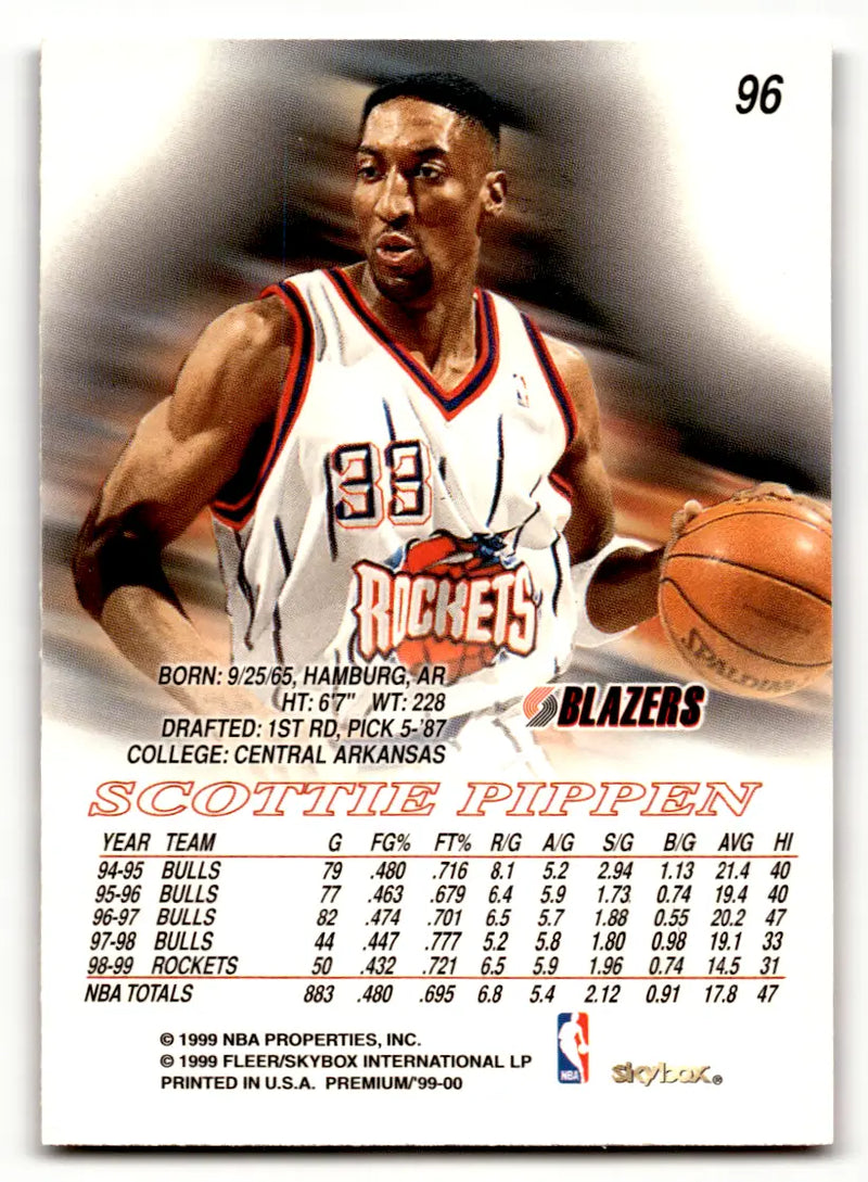 Scottie Pippen basketball card from a collection of Pippen basketball cards featuring the Hall of Fame era