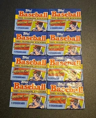 Lot Of 8 Topps 1989 Baseball Yearbook Stickers Packs 5 Stickers Per Pack - Baseball Card Box