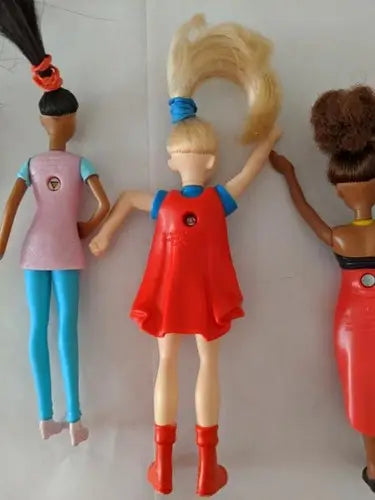 Pre-owned lot of McDonald’s toys featuring three plastic dolls with colorful outfits and hairstyles