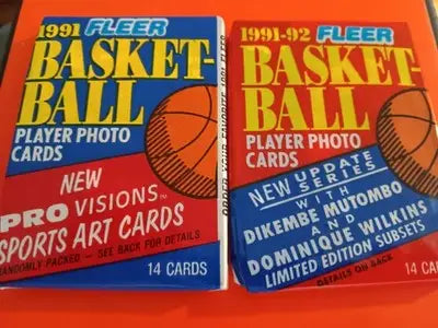 LOT of TWO 1991 Fleer Basketball Wax Packs. One Series 1. One Update Series. - Basketball Card Box