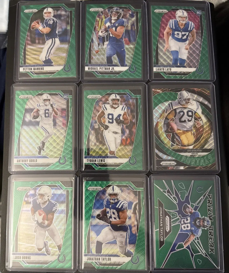 LOT (x9) 2024 Prizm Indy Colts Green Wave Prizm - Manning Pittman Jr. Latu ++ - Football Card Single
