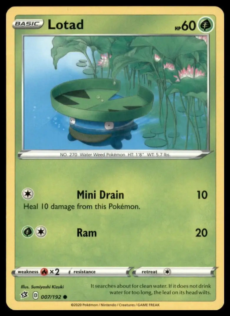 Lotad 007/192 Swsh02: Rebel Clash Regular Pokemon - Pokémon Card Single