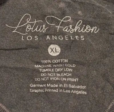 Lotus Fashion T-Shirt Mens XL Acid Wash Gray Smiley Face Distressed Graphic Tee - Apparel