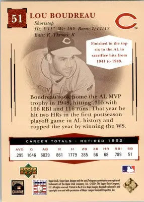 Lou Boudreau - 2004 Upper Deck Sweet Spot Classic - #51 - Baseball - Baseball Card Single