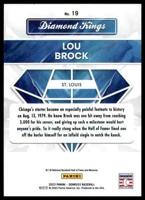 Lou Brock 2023 Donruss Diamond Kings #19 St. Louis Cardinals - Baseball Card Single