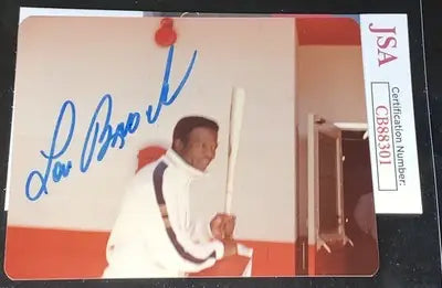 Lou Brock Signed 3x5 Photo St Louis Cardinals Personal Snapshot Picture Auto JSA - Sports Memorabilia