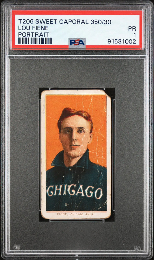 Lou Fiene 1909-11 T206 Sweet Caporal 350/30 PSA 1 Poor - Baseball Card Single