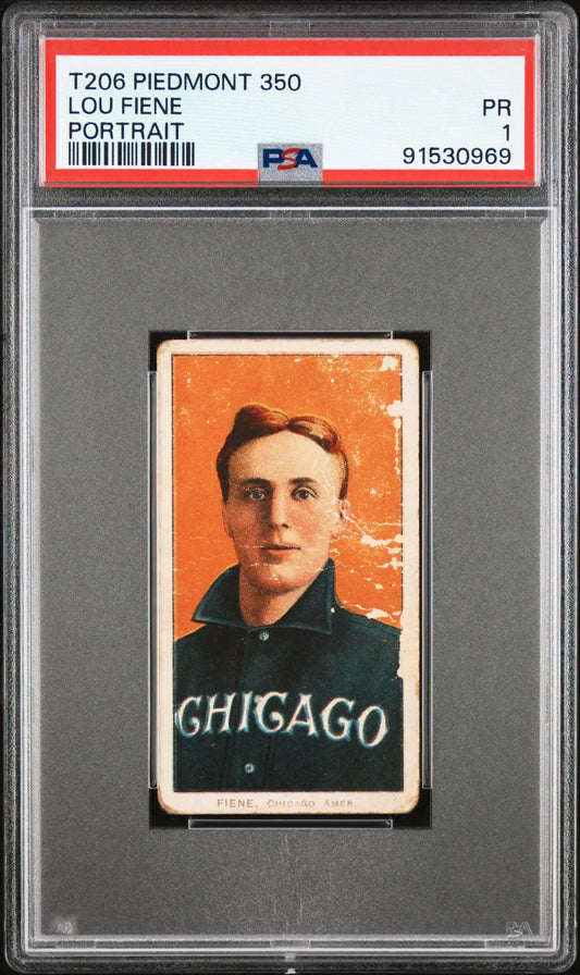Lou Fiene Portrait 1909-11 T206 Piedmont 350 PSA 1 Poor - Baseball Card Single