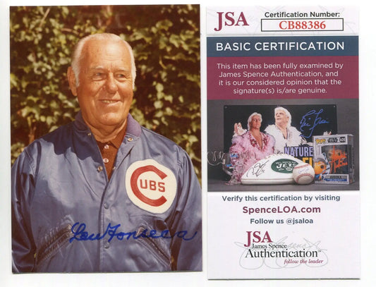 Lou Fonseca Hand Signed Baseball Chicago Cubs Wrigley Ivy 3x5 Photo JSA AUTO - Sports Memorabilia