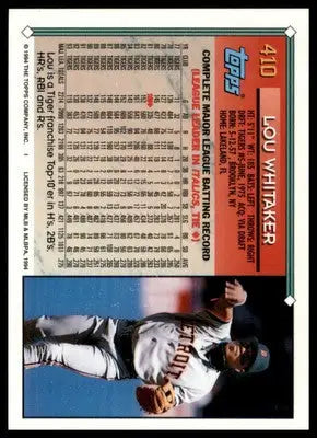 Lou Whitaker 1994 Topps #410 Detroit Tigers - Baseball Card Single