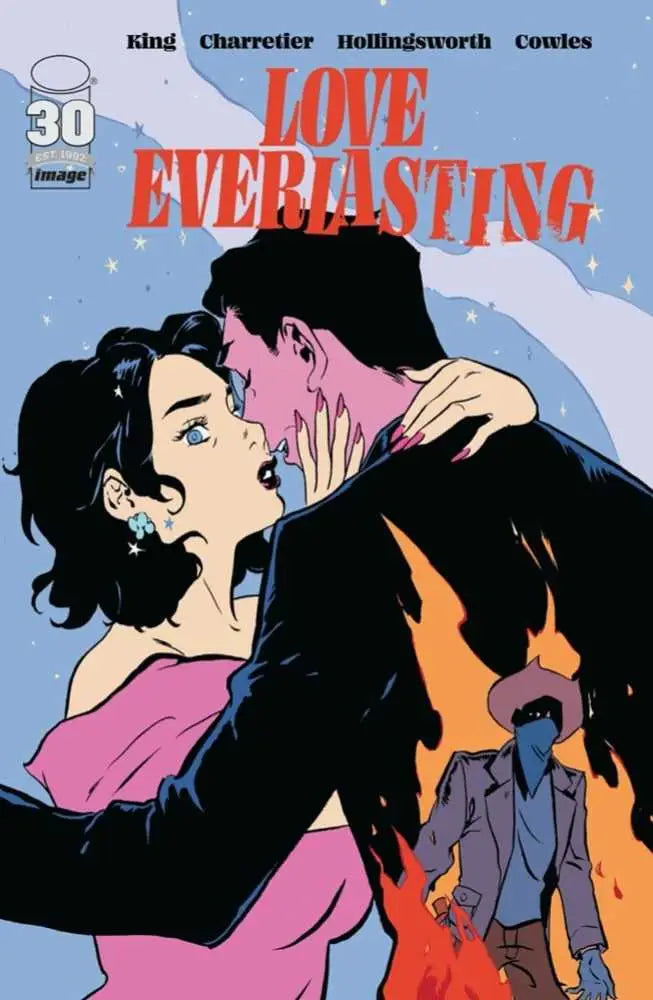 Love Everlasting #1 Cover F variant featuring romantic embrace and flames, perfect for collectors