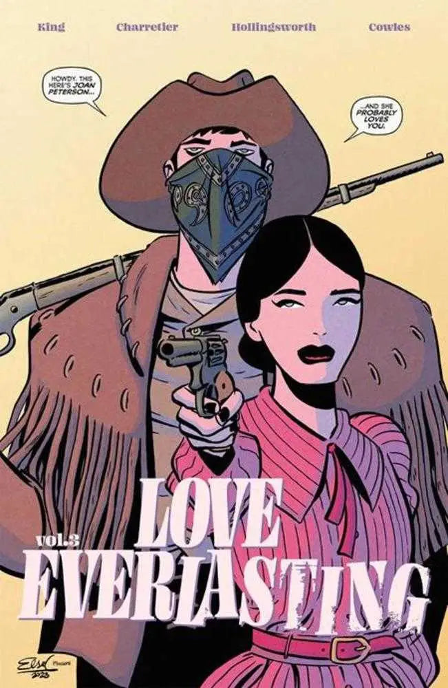 Comic book cover from Love Everlasting TPB Volume 03 featuring a cowboy and a woman with a gun