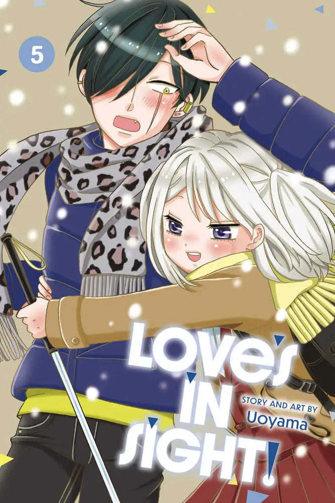 Manga cover of Loves In Sight Graphic Novel Volume 05 with winter characters and trading cards