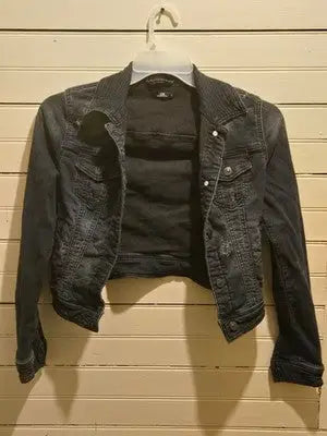 LTB Denim Jacket Womens S Slim Distressed Dark Wash Cropped Fit Casual - Apparel