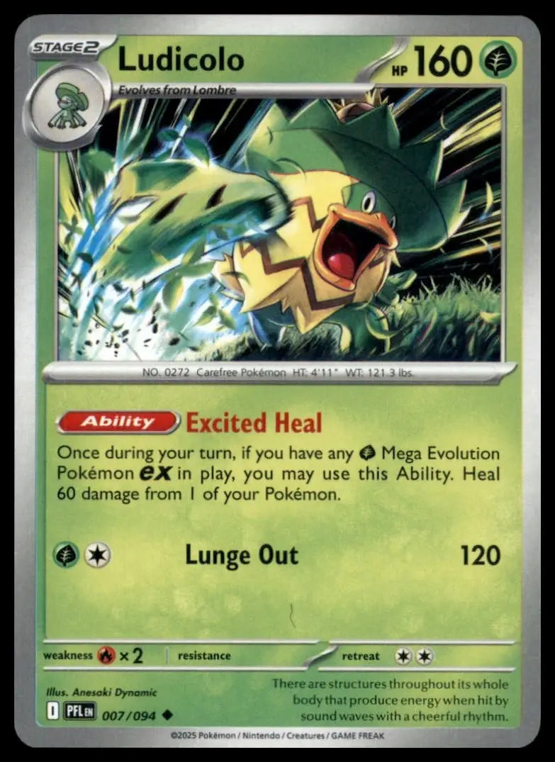 Ludicolo 007/094 Me02: Phantasmal Flames Regular Pokemon - Pokémon Card Single