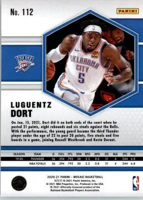 Luguentz Dort - 2020-21 Panini Mosaic - #112 - Basketball - Basketball Card Single