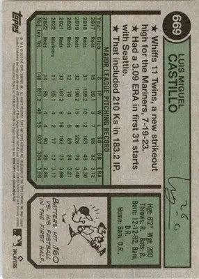 Luis Castillo - 2023 Topps Heritage - #669 - Baseball - Baseball Card Single