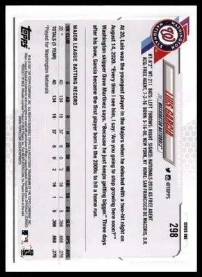 Luis Garcia Rookie 2021 Topps #298a Washington Nationals - Baseball Card Single