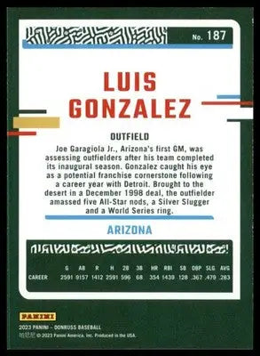 Luis Gonzalez 2023 Donruss #187 Arizona Diamondbacks - Baseball Card Single