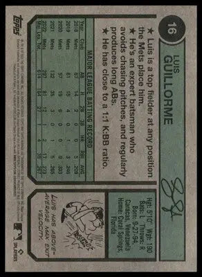 Luis Guillorme 2023 Topps Heritage #16 New York Mets - Baseball Card Single