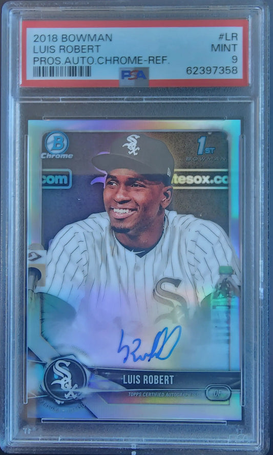 Luis Robert 2018 Bowman Chrome Refractor Auto #382/499 PSA 9 Mint - Baseball Card Single