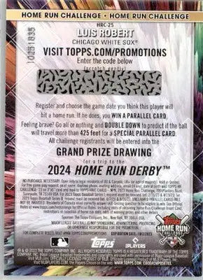 Luis Robert - 2023 Topps - #HRC-25 - Home Run Challenge Baseball - Baseball Card Single